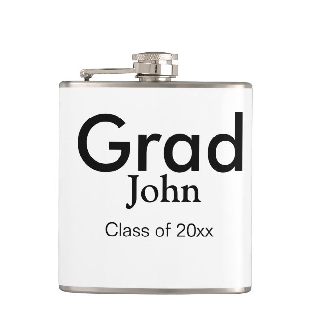 grad boy add name congrats date year text flask (Front)