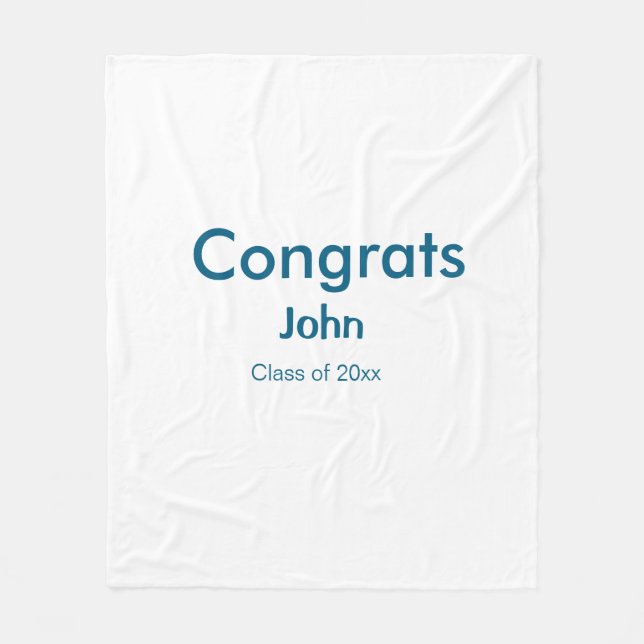 grad boy add name congrats date year text fleece blanket (Front)