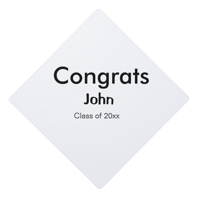 grad boy add name congrats date year text graduation cap topper (Front)