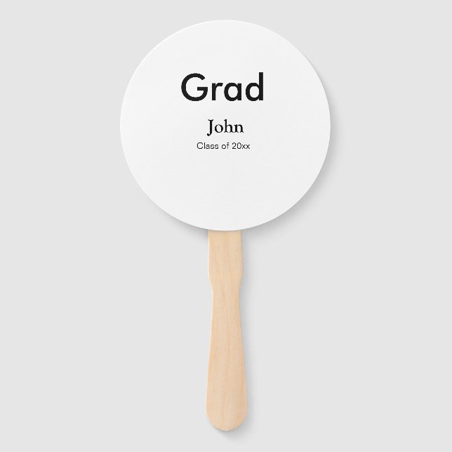 grad boy add name congrats date year text hand fan (Front)