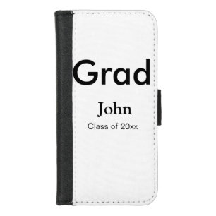 grad boy add name congrats date year text iPhone 8/7 wallet case