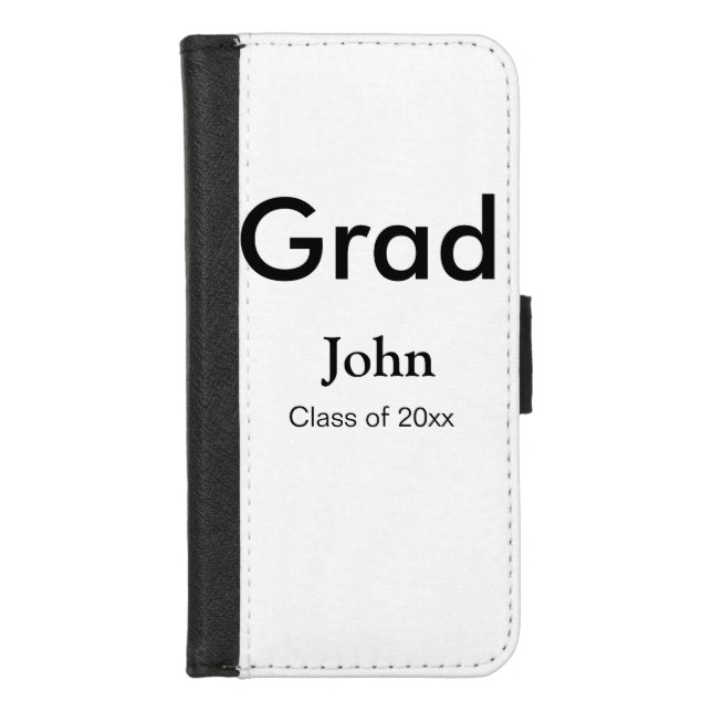 grad boy add name congrats date year text iPhone wallet case (Front)