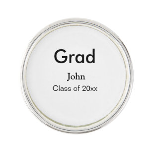 grad boy add name congrats date year text lapel pin