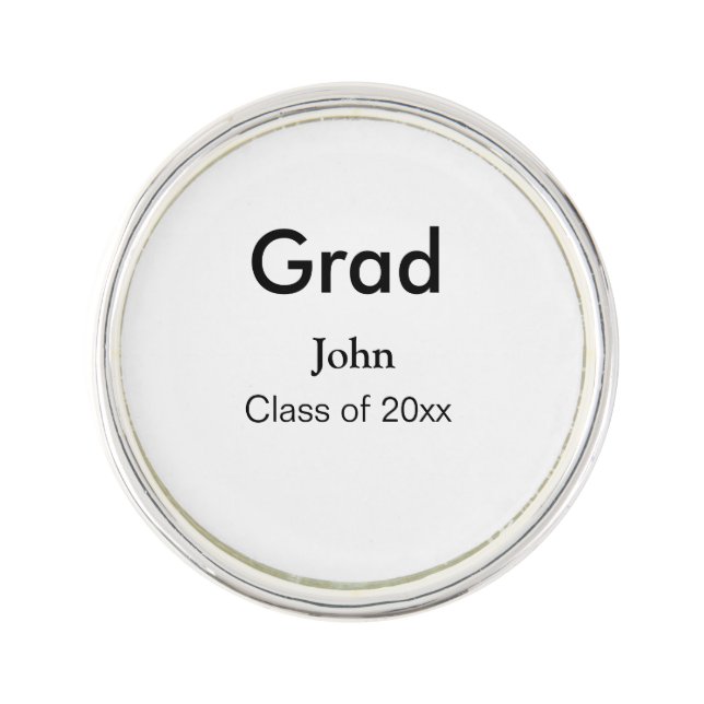 grad boy add name congrats date year text lapel pin (Front)
