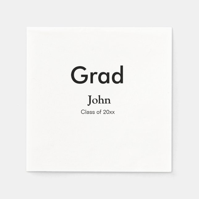 grad boy add name congrats date year text napkins (Front)