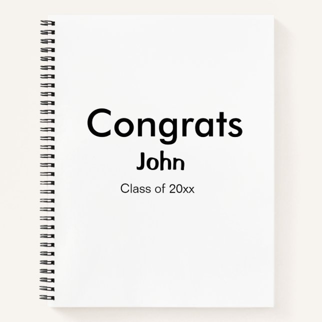 grad boy add name congrats date year text notebook (Front)