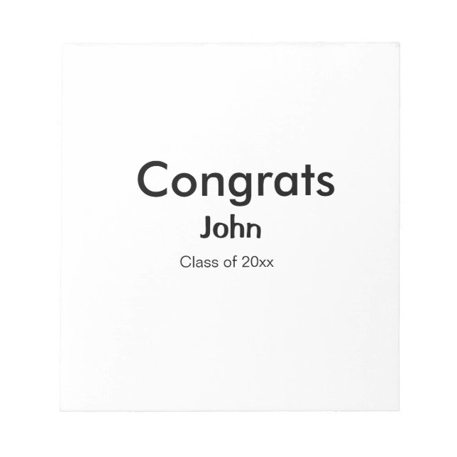 grad boy add name congrats date year text notepad (Front)