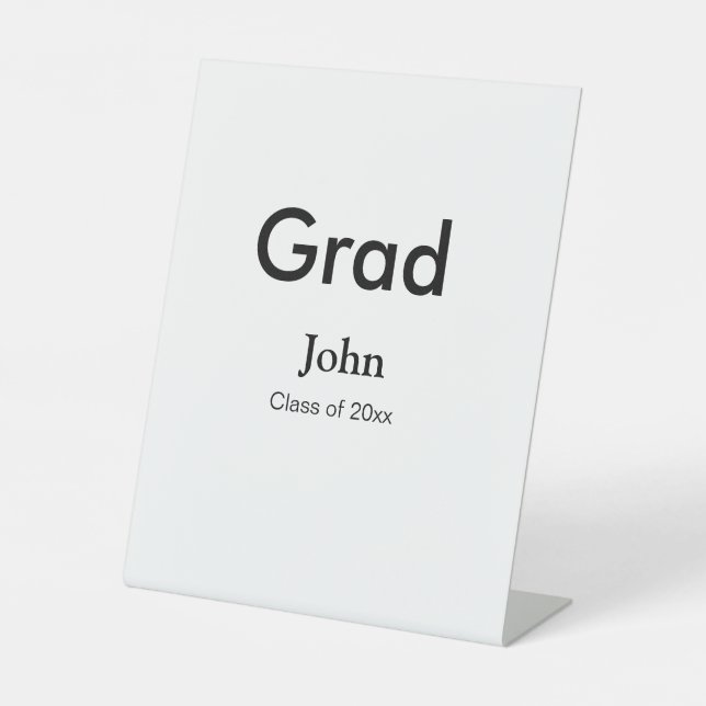 grad boy add name congrats date year text pedestal sign (Front)