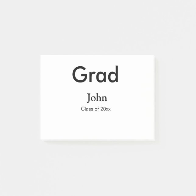 grad boy add name congrats date year text post-it notes (Front)