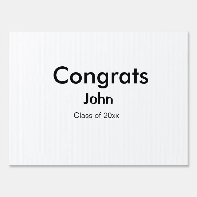 grad boy add name congrats date year text sign (Front)
