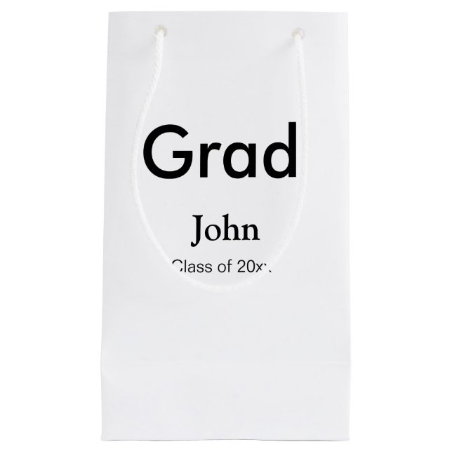 grad boy add name congrats date year text small gift bag (Front)