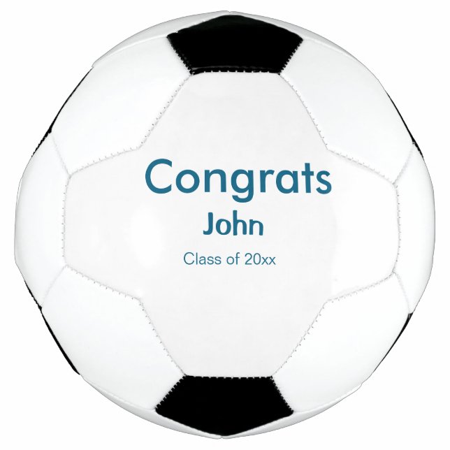 grad boy add name congrats date year text soccer ball (Front)
