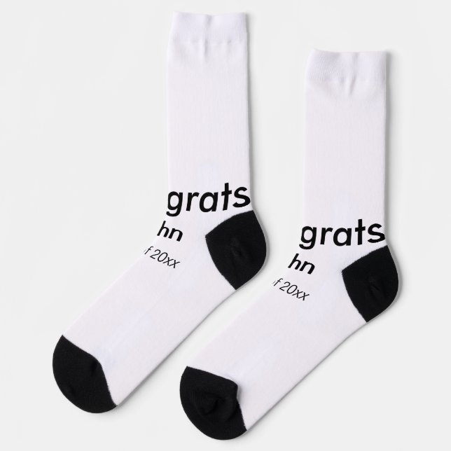 grad boy add name congrats date year text socks (Left)