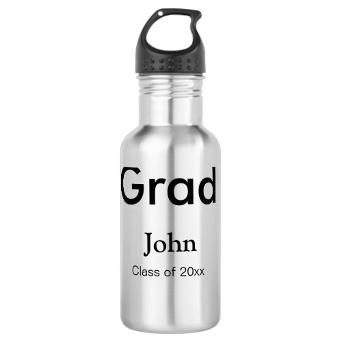 grad boy add name congrats date year text stainless steel water bottle