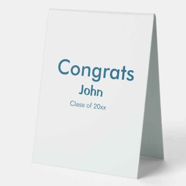grad boy add name congrats date year text table tent (Front)