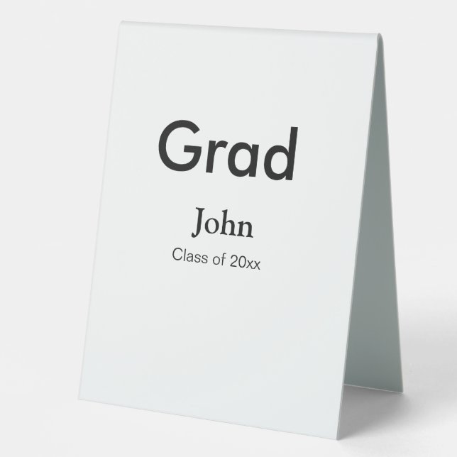 grad boy add name congrats date year text table tent (Front)