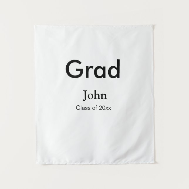 grad boy add name congrats date year text tapestry (Front)