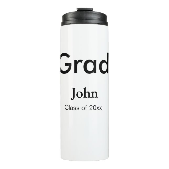 grad boy add name congrats date year text thermal tumbler (Front)