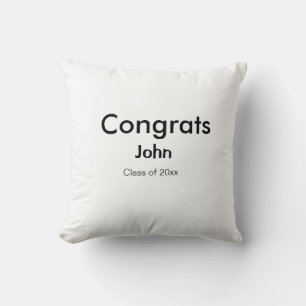 grad boy add name congrats date year text throw pillow
