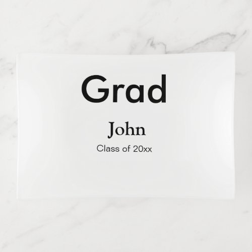 grad boy add name congrats date year text trinket tray