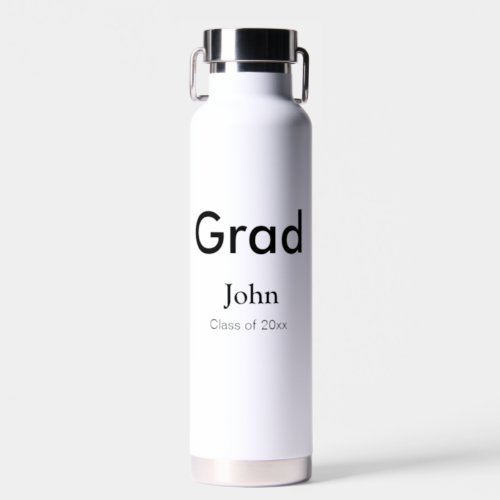 grad boy add name congrats date year text water bottle