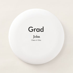 grad boy add name congrats date year text Wham-O frisbee