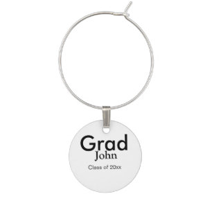 grad boy add name congrats date year text wine charm