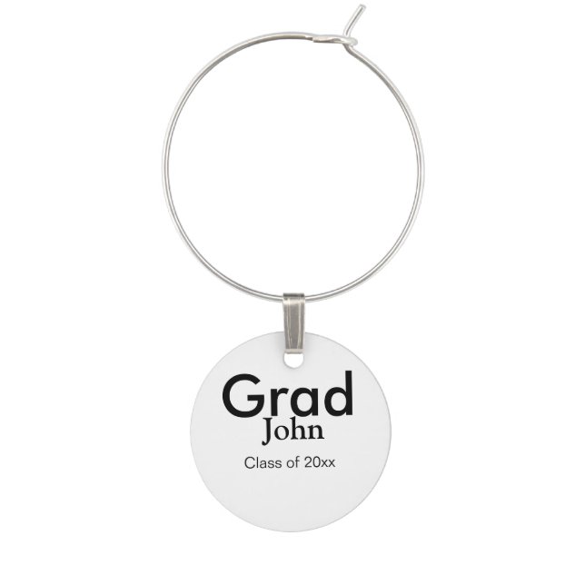 grad boy add name congrats date year text wine charm (Front)