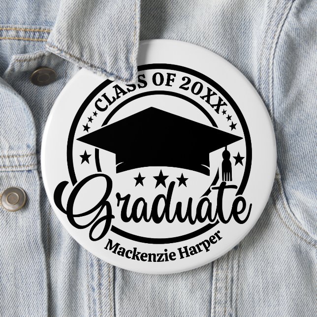 Grad Button Pin -Custom Name Personalized Graduate (In Situ)