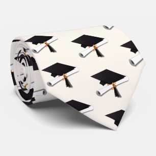 Grad Cap and Diploma Graduation Neck Tie