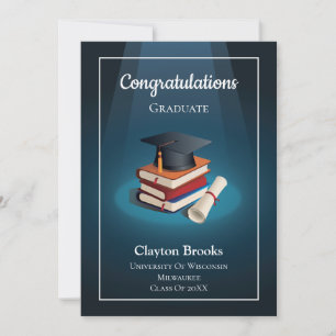 Grad Cap And Diploma Graduation Party Invitation