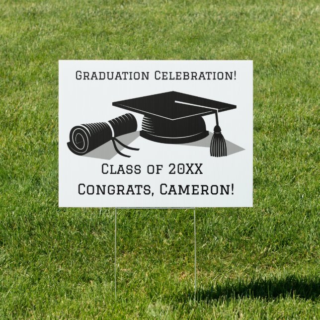 Grad Cap and Diploma Graduation Sign (Insitu)