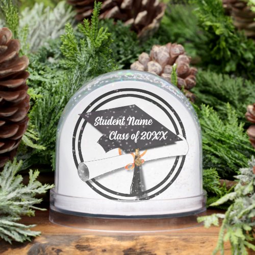 Grad Cap and Diploma Graduation Snow Globe