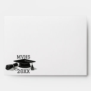 Grad Cap and Diploma Silhouette Envelope