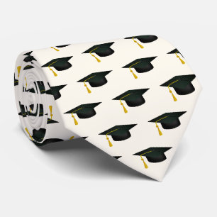 Grad Cap and Gold Tassel Graduation Neck Tie