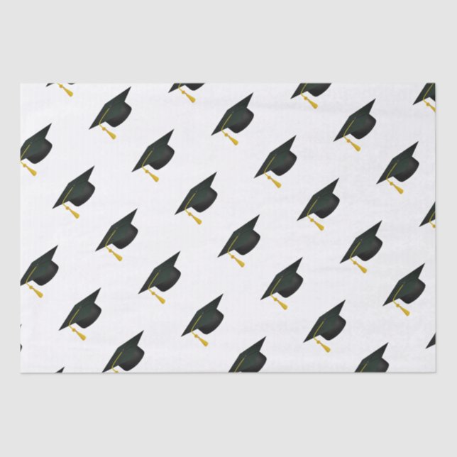 Grad Cap and Gold Tassel Graduation Tissue Paper (Front)