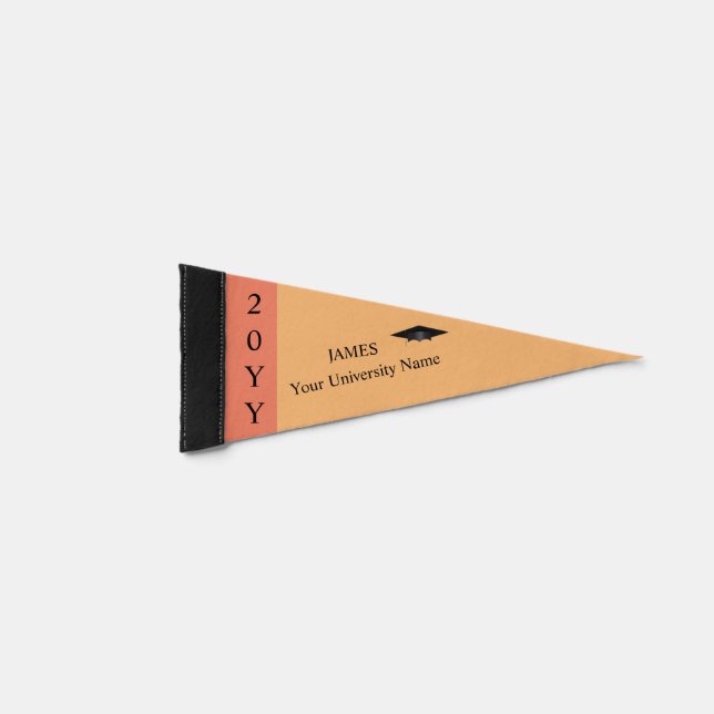 Grad Cap and Graduation Pennant Flag (Front)