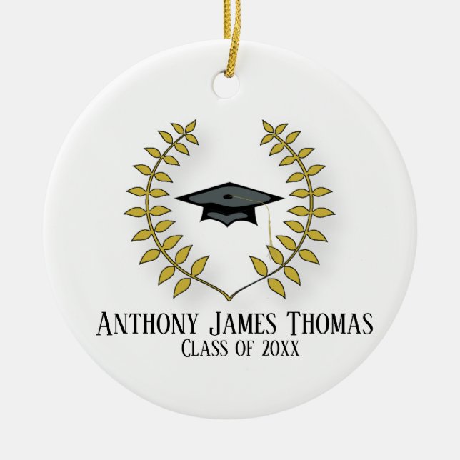 Grad cap and leaves photo Ornament (Front)