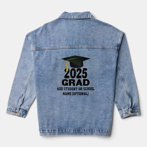 Grad Cap Bold Class of 2025 Graduation Denim Jacket