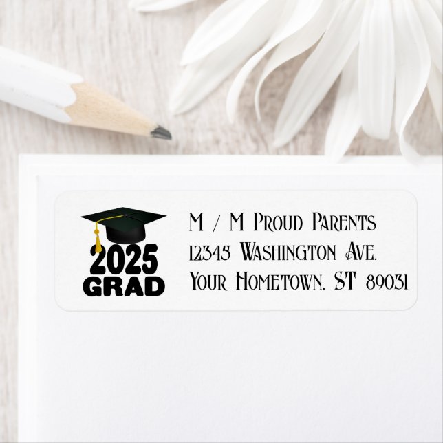 Grad Cap Bold Class of 2025 Graduation  Label (Insitu)