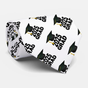 Grad Cap Bold Class of 2025 Graduation Neck Tie