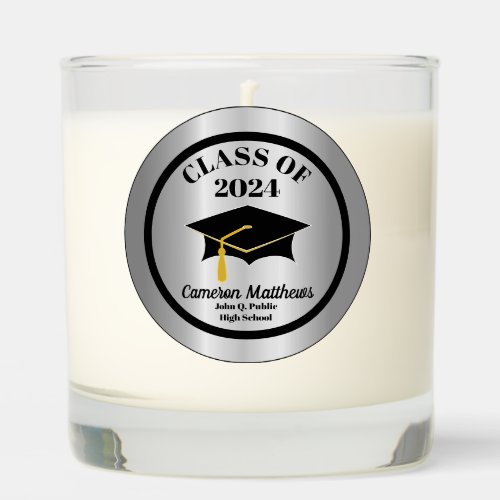 Grad Cap Class of 2024 Silver Name Graduation Scented Candle