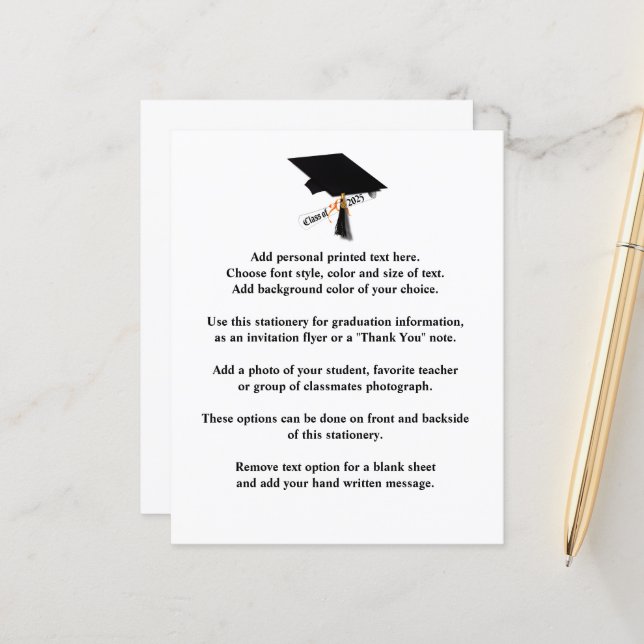 Grad Cap Class of 2025 Graduation Announcement (Front/Back In Situ)