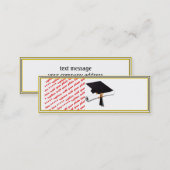 Grad Cap Diploma - Black & Gold Mini Business Card (Front/Back)