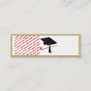 Grad Cap Diploma - Black & Gold Mini Business Card