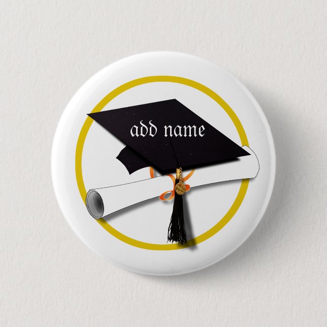 Grad Cap & Diploma Button (Front)