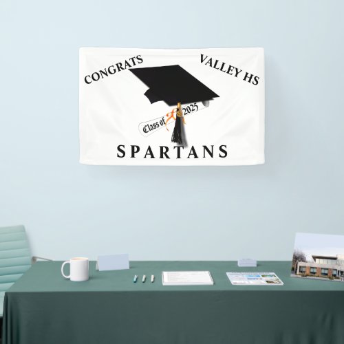 Grad Cap Diploma Class of 2025 Banner