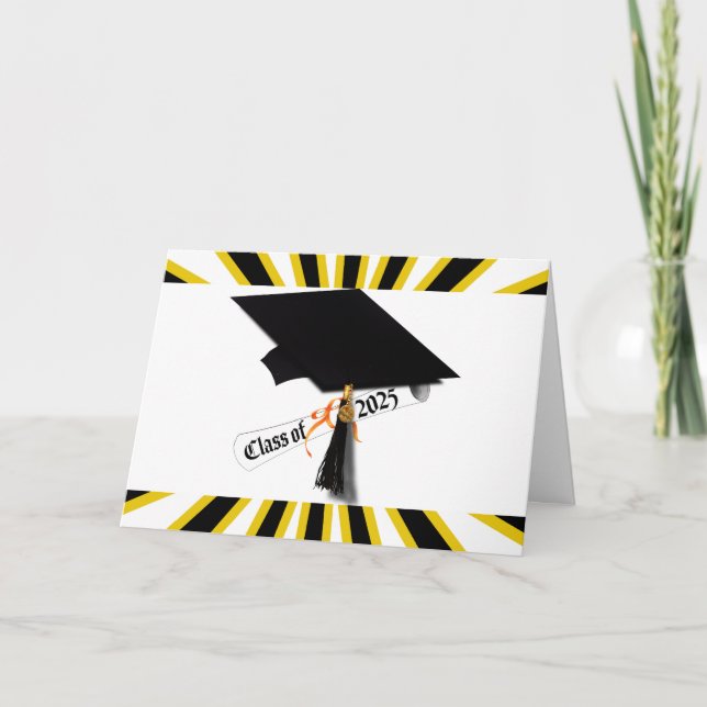 Grad Cap Diploma Class of 2025 Card (Front)