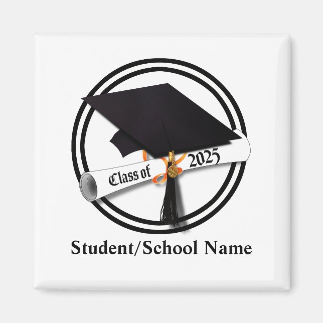 Grad Cap Diploma Class of 2025 Graduation Magnet (Front)