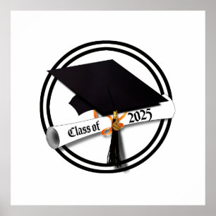 Grad Cap Diploma Class of 2025 Poster